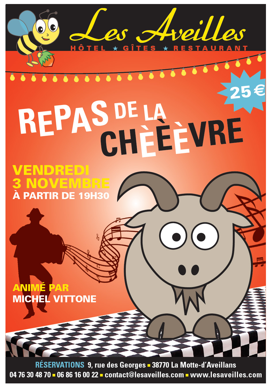 Repas de la chèvre le vendredi 3 novembre 2017 aux Aveilles