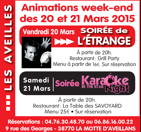 Week end 20 et 21 mars 2015